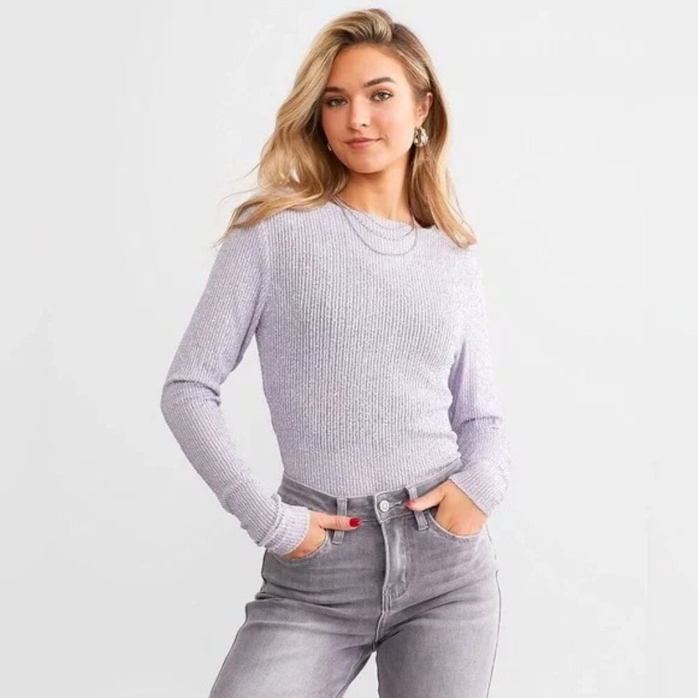 Free People Intimately Gold Rush Sequin Top in Lavender Combo. Size XS.